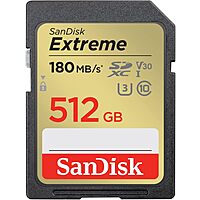 512GB SanDisk Extreme UHS-I  C10 U3 V30 SDXC Memory Card