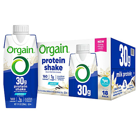 Costco Members: 18-Pk 11-Oz Orgain 30g Milk Protein Shake (Vanilla or Chocolate)