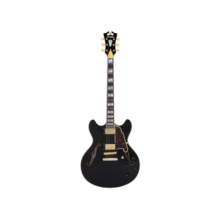 D'Angelico Excel DC Semi-Hollow Electric Guitar w/ Stop-Bar Tailpiece (Black)