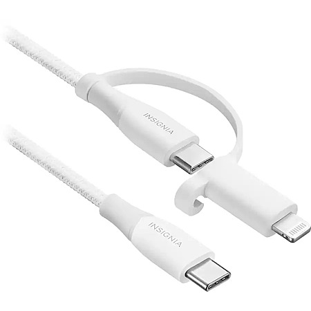 Insignia 6' USB-C to USB-C Charge-&-Sync Cable w/ Lightning Adapter (White) $4.99 + Free Shipping