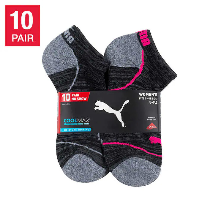 Costco Members 10 Pair Men s or Ladies Puma No Show Socks Black or White 11.49 Free Shipping via Costco