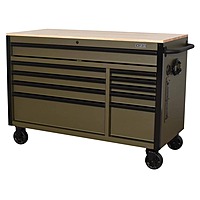 Husky 10-Drawer 52"x24.5" Mobile Workbench w/ Solid Wood Top (Army Green)