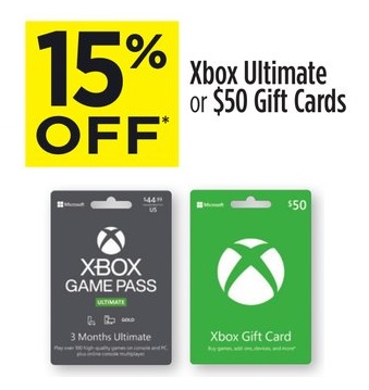 Dollar General In Stores Offer Xbox Ultimate Game Pass or 50 Xbox Gift Cards 15 Off Valid thru 1 1 22