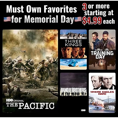 Digital 4K UHD / HD Films: Training Day, Dunkirk, Live Die Repeat: Edge