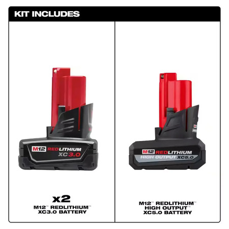 Milwaukee M12 12-Volt Lithium-Ion XC Extended Capacity 3.0 Ah Battery Pack (2-Pack) and M12 XC High Output 5.0 Ah Battery Pack $99 + Free Shipping
