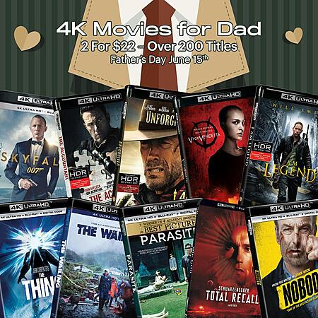 4K Physical Movies: 2 for $22: Skyfall, No Time to Die, Quantum of Solace, Casino Royale, Spectre, Superman: The Movie, The Lost Boys, Duel, Batman: Mask of the Phantasm & More