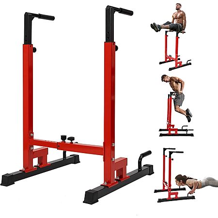 Yes4All 80-Levels Adjustable Dip Bar Stand Station Machine (Red/Black)