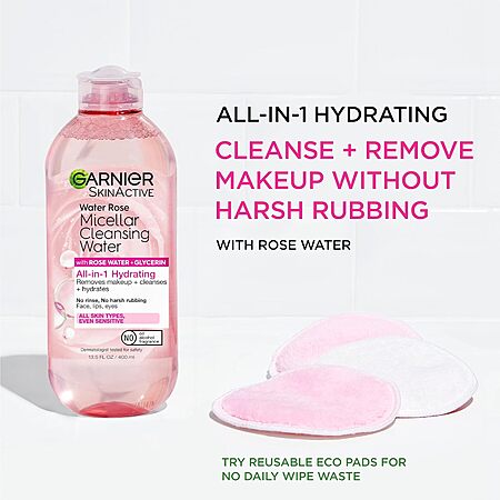 13.5oz. Garnier Micellar Water w/ Rose Water/Glycerin Makeup Remover $5.55 w/ S&S