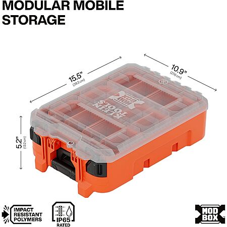 Klein Tools MODbox Half-Width Tall Stackable Component Storage Box $30