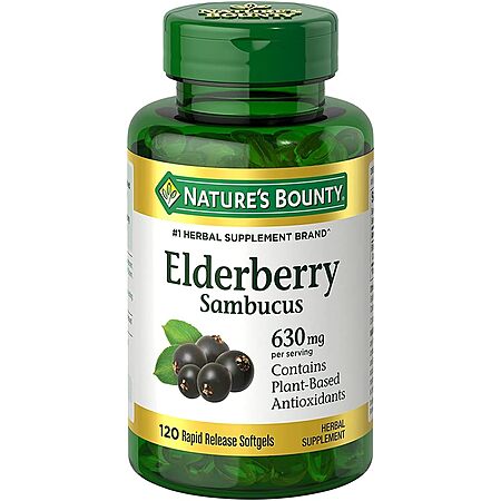 Select Amazon Accts: 120-Ct Nature's Bounty 630mg Elderberry Sambucus Softgels $4.40 w/ S&S