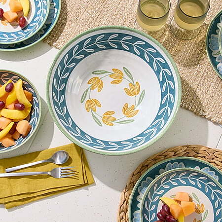 4.9-Qt Better Homes & Gardens Bamboo Melamine Serving Bowl (Floral Green) $2.50 + Free Pickup