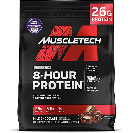 Select Amazon Accts: 4.6 Lbs MuscleTech Platinum 8-Hour Protein Powder (50 Serv) $24.55 w/ S&S + Free S&H