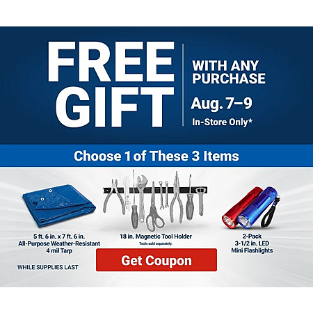 Harbor Freight In-Store Coupon: 18" Magnetic Tool Holder, 5' 6" Tarp & More Free w/ Any Purchase (Valid thru 8/9)
