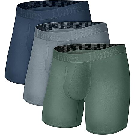 Men's Hanes SuperSoft Viscose Bamboo Boxer Briefs (Grey, Green & Navy) $9.30