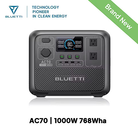 Bluetti AC70 768Wh/1000W LiFePO4 Portable Power Station (US Plug/Socket) $216 + Free S&H