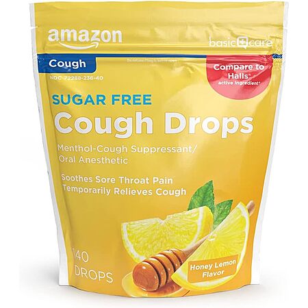 Select Amazon Accts: 140-Ct Amazon Basic Sugar Free Cough Drops (Honey/Lemon) $3.30