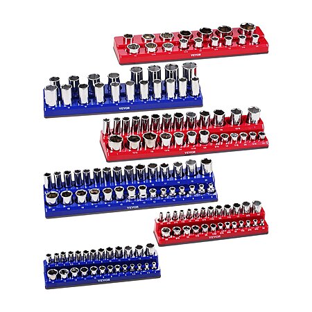 6-Pc Vevor Metric/SAE Magnetic Socket Organizers Tray Holder Set $20.65 + Free S&H