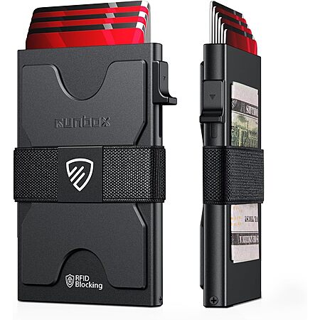 Runbox Slim RFID Aluminum Pop-Up Card Holder/Wallet (Matte Black) $5