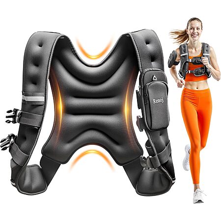 Renoj 14-Lbs. Weighted Fixed Vest w/ Reflective Strips/Storage Pocket (Charcoal)