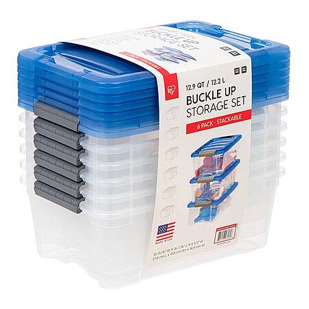 Costco Members: 6-Pk 12.9-Qrt Iris Buckle Up Stackable Storage Bin Set (Blue) $10 + Free S&H