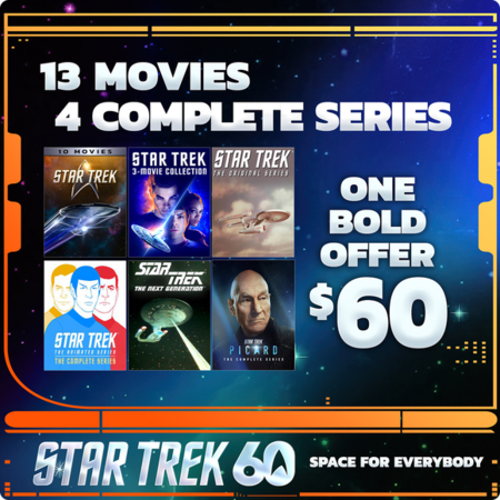 Star Trek: 60th Anniv. Bundle w/ 13 Movies + 4 Complete Series (4K/HD Digital) $60 or Less