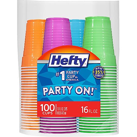 Select Amazon Accts: 100-Ct 16oz. Hefty Party Disposable Plastic Cups (Assorted) $6.50 w/ S&S