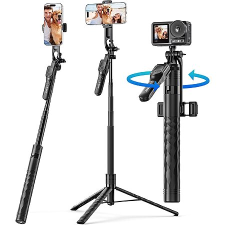 69" Orico 360° Rotatable Phone Tripod, Selfie Stick and Extendable Stand (Black)