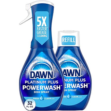 32oz. Dawn Platinum Plus Powerwash Dish Soap Spray w/ Refill Kit (Fresh Clean) 3 for $19 w/ S&S