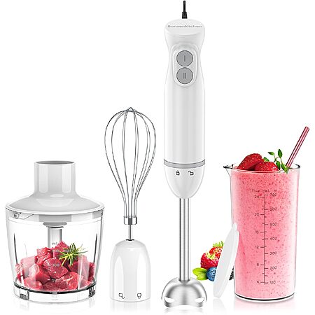 Bonsenkitchen 4-In-1 Emulsion Hand Blender Set w/ 24oz. Beaker/Chopper Bowl $19.85