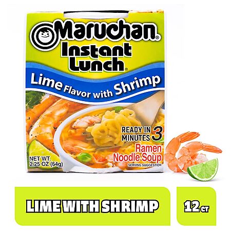 12-Pk 2.25oz. Maruchan Japanese Style Instant Ramen Noodles (Lime w/ Shrimp) $5.45 w/ S&S