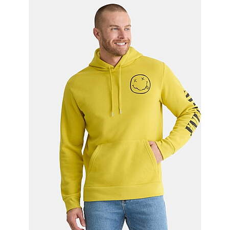 Men's Nirvana Smiley Graphic Pullover Sweatshirt in Yellow (various sizes) $7.75 + Free S&H on $35+
