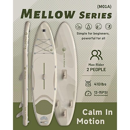 iTaoStar 11'x33' Mellow-Calm Inflatable Paddle Board w/ Paddle, Pump & Backpack $80 + Free S&H