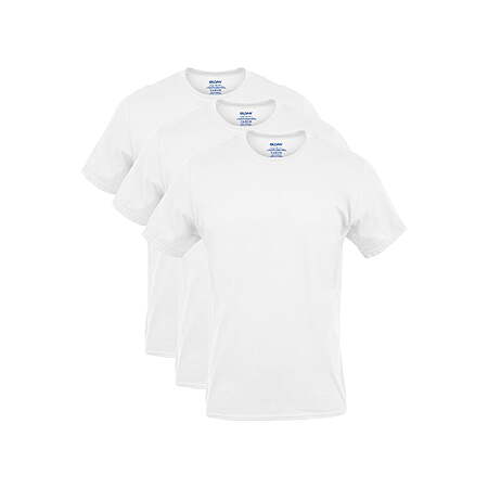 3-Pk Men's Gildan Cotton Stretch Crewneck Tee in White (Small or Medium) $5.65 + Free S&H on $35+