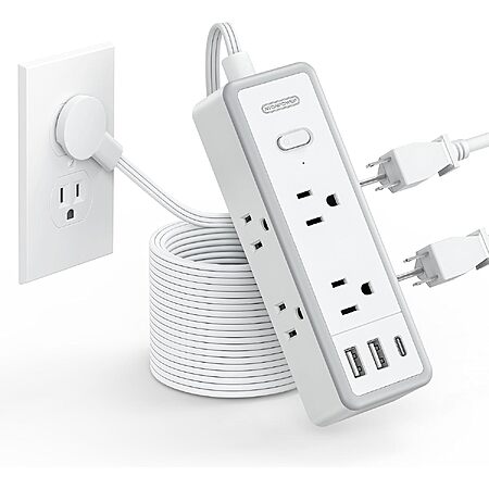 Ntonpower Power Strip 1080J Surge Protector w/ 10' Flat Cord (6x Outlet/3x USB)