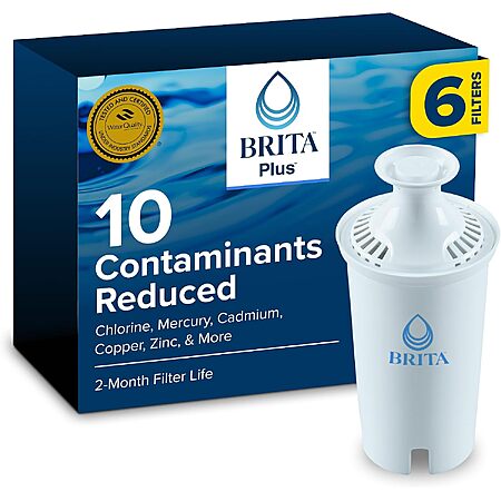 Prime Members: 6-Ct Brita Plus Replacement Water Filter (Pitchers/Dispensers) $21.75 w/ S&S + Free S&H