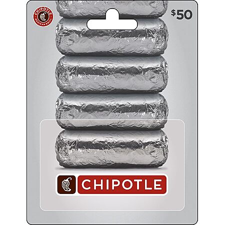$50 Chipotle Gift Card (Physical Card) + $10 Amazon Promotional Credit $50 + Free S&H