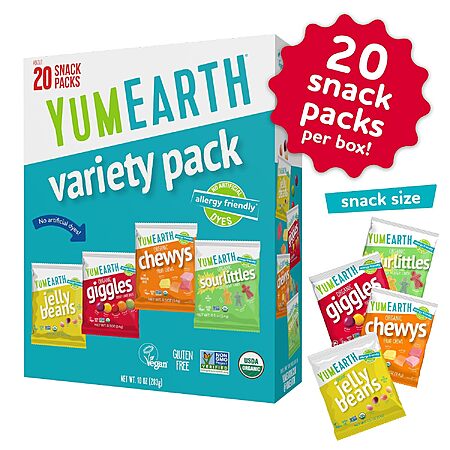Prime Members: 20-Ct 0.5oz. YumEarth Organic Candy Variety Snack Packs $7.85 w/ S&S + Free S&H