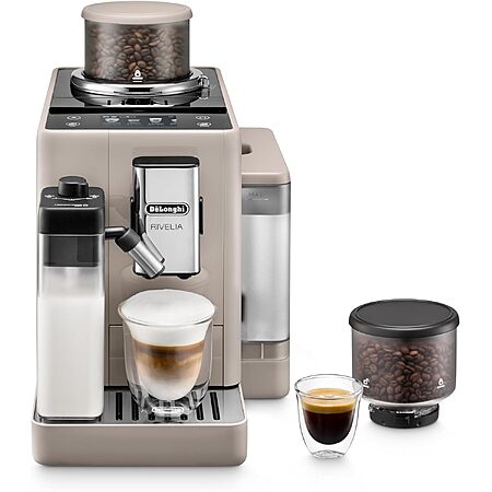 De'Longhi Rivelia Automatic Espresso Grinder Machine with Milk Frother