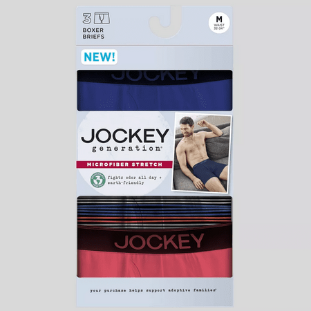 3-Pk Men's Jockey Generation Microfiber Stretch Boxer Briefs (Blue/Stripe/Red) $6 + Free S&H on $35+