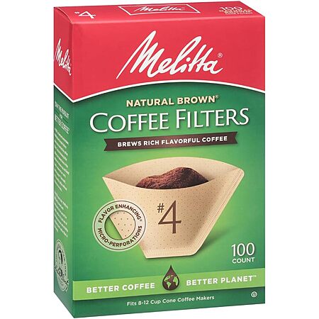 6-Pk 100-Ct Melitta #4 Microfine Perforation Coffee Filter (Natural Brown Cone) $15.40 w/ S&S