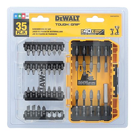 35-Pc DeWALT ToughGrip Screwdriving Bit Set w/ Hard Case $10