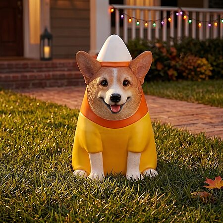Haunted Living 1.5' Lighted Candy Corn Corgi Outdoor Holiday Decoration $22.50 + Free Pickup