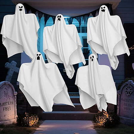 5-Pk 27.5" Joyfy Spooky Flying Hanging Ghosts Decoration $13 + Free S&H on $35+
