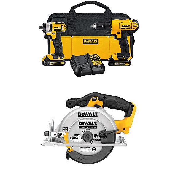 DeWALT 20V 1.3Ah Lithium Drill Driver/Impact Combo Kit + DeWALT 20V MAX Circular Saw $199 + Free Shipping via Amazon