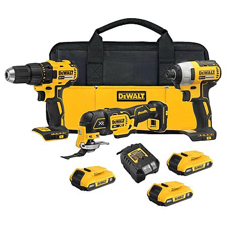 $296.10: DEWALT 20V MAX 3-Tool Brushless Power Tool Set, Includes 1/2" Cordless Drill, 1/4" Impact Driver, Oscillating Tool, 3 Batteries and a Charger (DCK360D3)