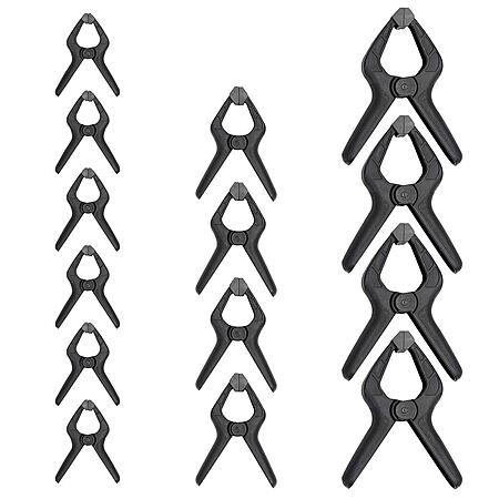 $10.49: Amazon Basics 14-Piece Nylon Spring Clamp Set, 6 Pack 3-3/8-inch, 4 Pack 4-1/2-inch, 4 Pack 6-1/2-inch, Black/Grey