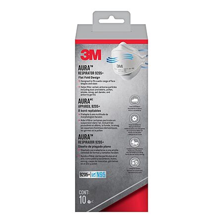 $14.96: 3M Aura Particulate Respirator 9205+, N95 Disposable Respirator (10pk)