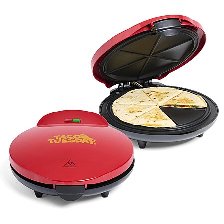 $23.74: Taco Tuesday Deluxe 10-inch 6-Wedge Electric Quesadilla Maker, Red