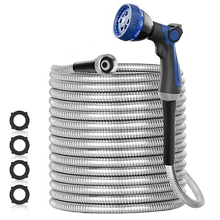 $47.17: SPECILITE 100ft 304 Stainless Steel Garden Hose, 3/8" ID, Silver