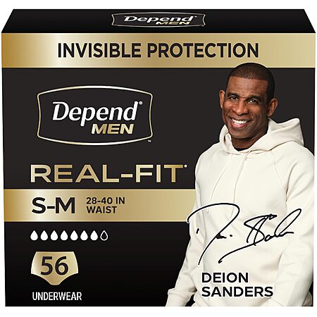 [S&S] $34.62: Depend Real Fit Incontinence Underwear for Men, S/M, 56 Count